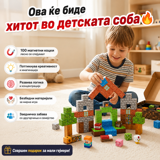Minecraft Магнетни Коцки — 100 парчиња