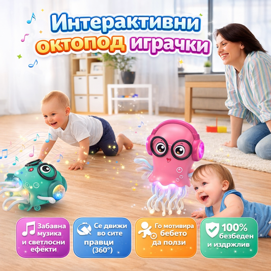 Интерактивен Октопод – Музичка Играчка со Светла